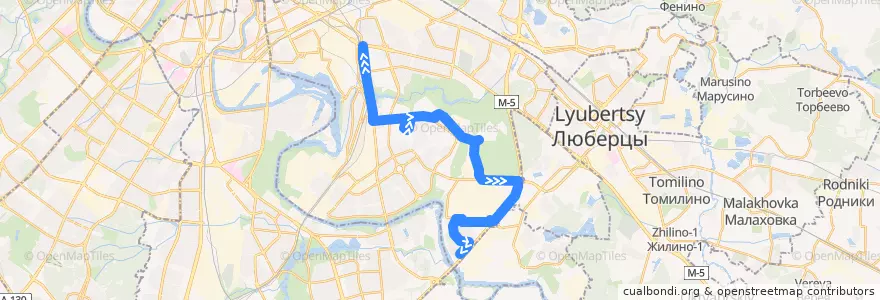 Mapa del recorrido Автобус 54: Метро "Текстильщики" - Капотня de la línea  en Südöstlicher Verwaltungsbezirk.