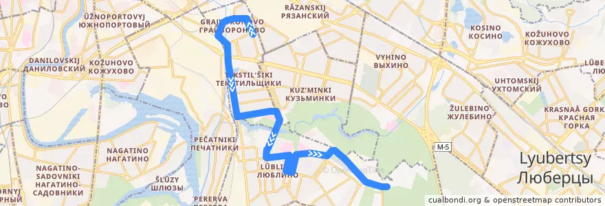 Mapa del recorrido Автобус 228: Саратовская улица - Улица Головачёва de la línea  en Südöstlicher Verwaltungsbezirk.