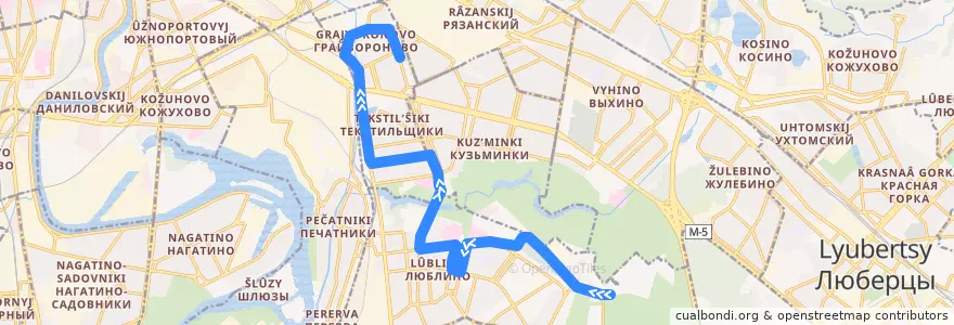 Mapa del recorrido Автобус 228: Улица Головачёва - Саратовская улица de la línea  en Юго-Восточный административный округ.