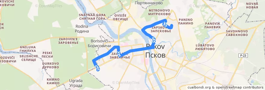 Mapa del recorrido Автобус №25 de la línea  en городской округ Псков.