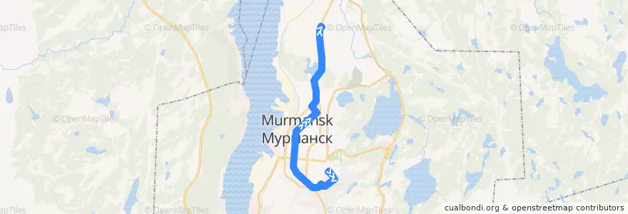 Mapa del recorrido Троллейбус №3: улица Радищева - улица Гаджиева de la línea  en Murmansk.