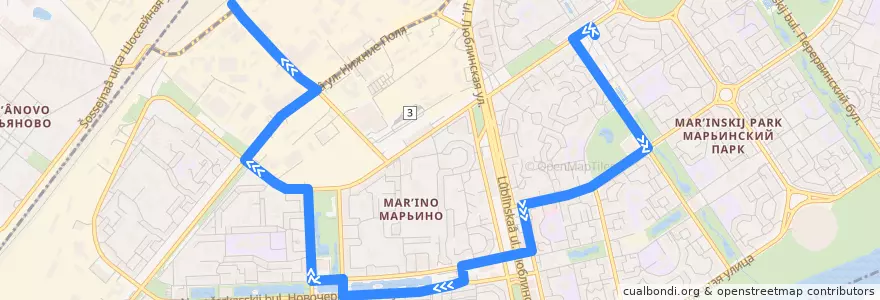 Mapa del recorrido Автобус 55: Метро "Братиславская" - Платформа Перерва de la línea  en район Марьино.