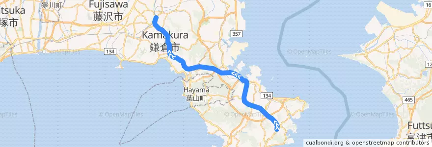 Mapa del recorrido 横須賀線 de la línea  en Präfektur Kanagawa.