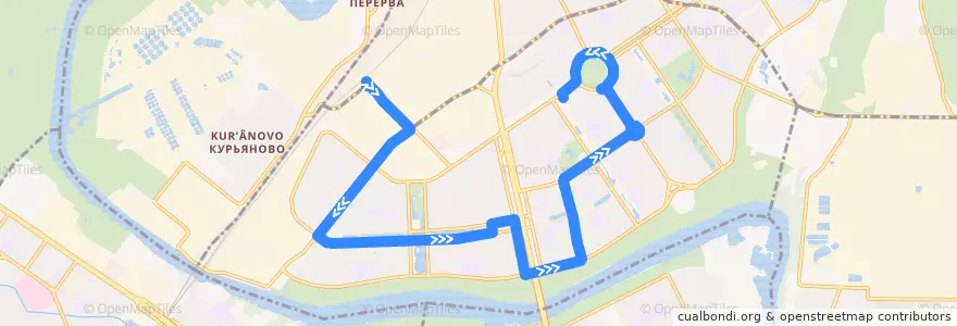 Mapa del recorrido Автобус 749: Платформа Перерва - Метро "Братиславская" de la línea  en район Марьино.