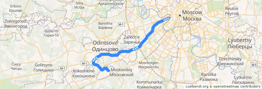 Mapa del recorrido Аэроэкспресс: Москва -> Аэропорт Внуково de la línea  en Centraal Federaal District.