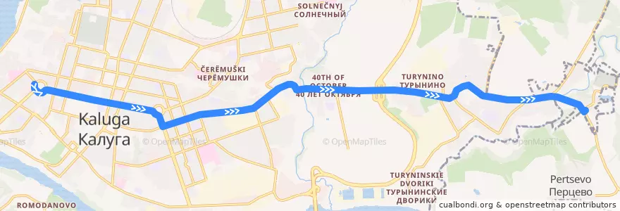 Mapa del recorrido Автобус №41: Сквер Мира -> Ждамирово de la línea  en городской округ Калуга.
