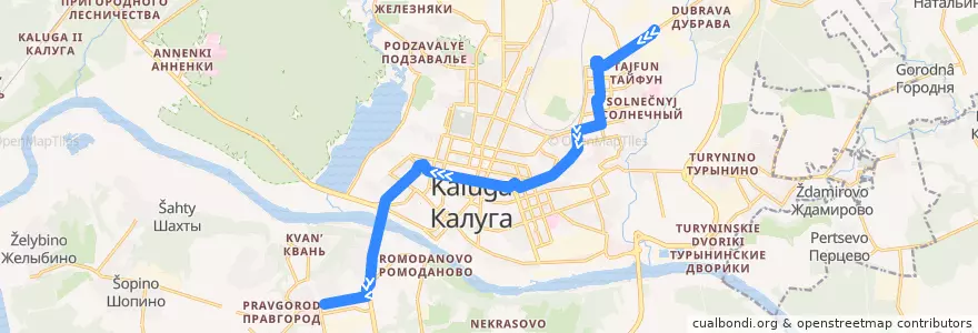 Mapa del recorrido Троллейбус №18: Дубрава -> улица Генерала Попова de la línea  en городской округ Калуга.