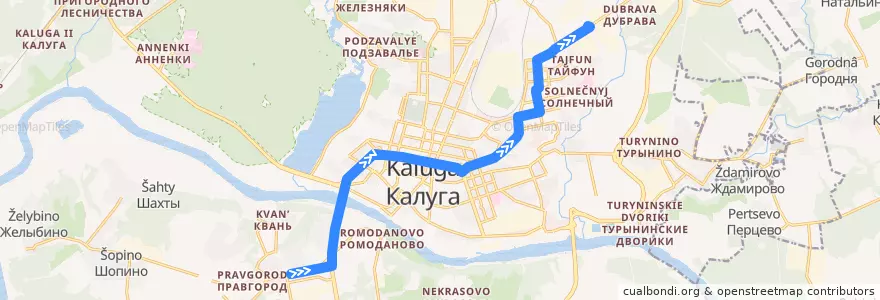 Mapa del recorrido Троллейбус №18: улица Генерала Попова -> Дубрава de la línea  en городской округ Калуга.