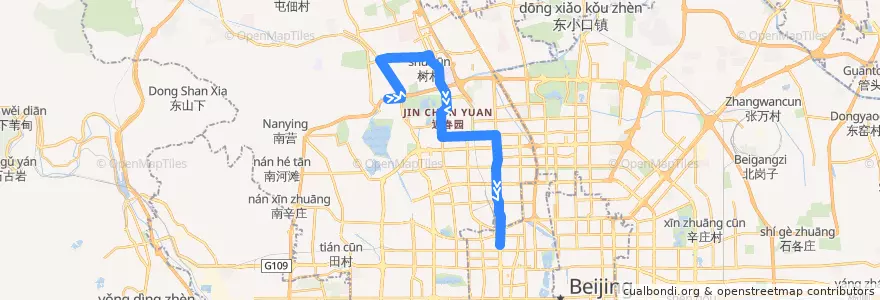 Mapa del recorrido Bus 562: 中央党校北门 => 西直门南 de la línea  en 海淀区.