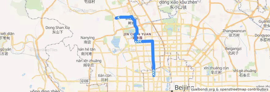 Mapa del recorrido Bus 562: 车公庄北 => 中央党校北门 de la línea  en 海淀区.