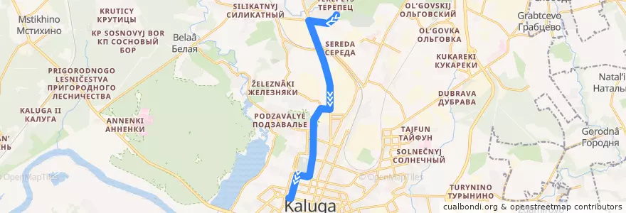 Mapa del recorrido Троллейбус №17: Терепец -> улица Кирова de la línea  en городской округ Калуга.