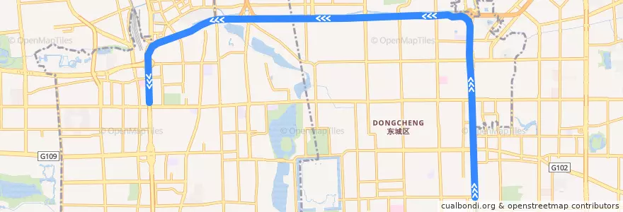 Mapa del recorrido Bus 44: 北官厅 => 北官厅 de la línea  en 北京市.