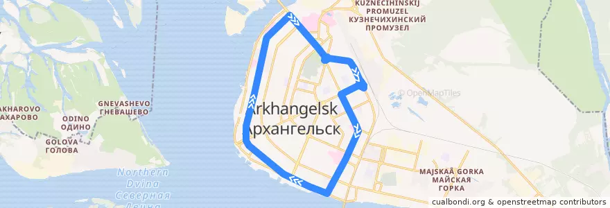 Mapa del recorrido Автобус 76к de la línea  en городской округ Архангельск.
