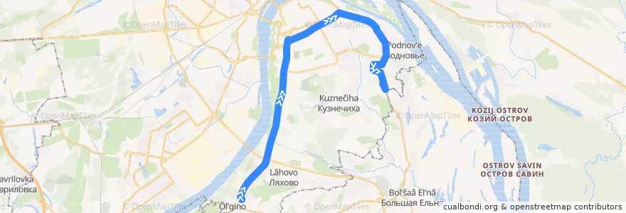 Mapa del recorrido Автобус 2: Автовокзал «Щербинки» => микрорайон Верхние Печёры de la línea  en городской округ Нижний Новгород.