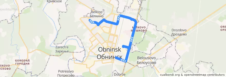 Mapa del recorrido №8 de la línea  en городской округ Обнинск.