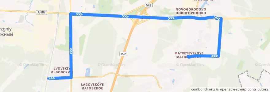 Mapa del recorrido Автобус №54 (Подольск): Львовская - Матвеевское de la línea  en городской округ Подольск.