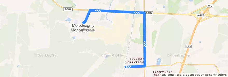 Mapa del recorrido Автобус №54 (Подольск): ст. Львовская - Молодёжный de la línea  en городской округ Подольск.