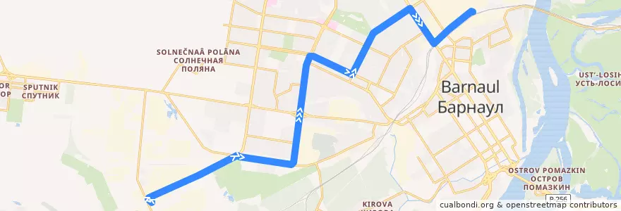 Mapa del recorrido Трамвай №3: Пивзавод — пос. Восточный de la línea  en городской округ Барнаул.
