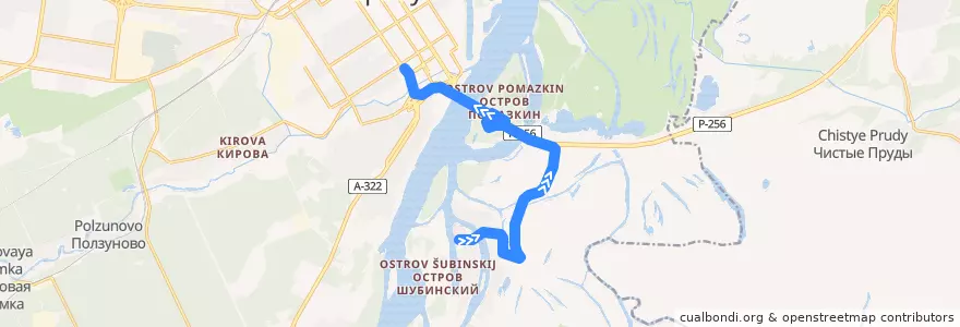 Mapa del recorrido 40 Затон - пл.Спартака de la línea  en городской округ Барнаул.