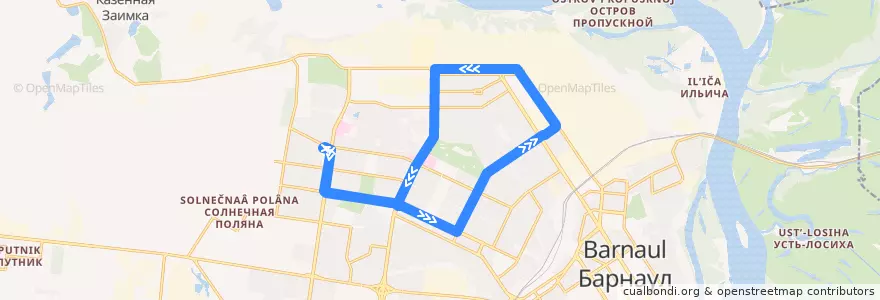 Mapa del recorrido Трамвай №9 de la línea  en バルナウル管区.