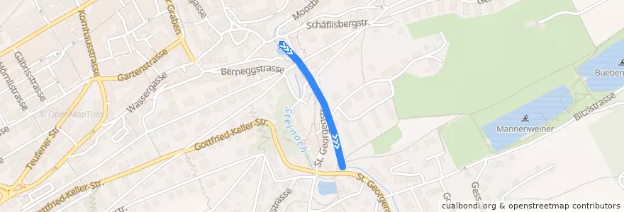 Mapa del recorrido Mühleggbahn de la línea  en St. Gallen.