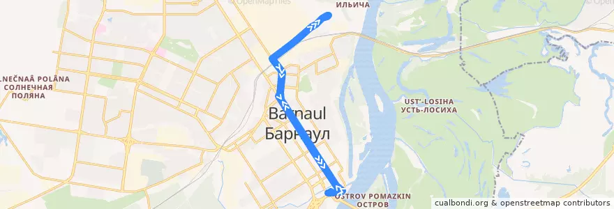 Mapa del recorrido Маршрут №42: ЛДП Спартак-2 - пос. Восточный de la línea  en городской округ Барнаул.