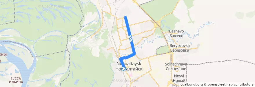 Mapa del recorrido Маршрут №9: Вокзал - 10-й мкрн de la línea  en городской округ Новоалтайск.