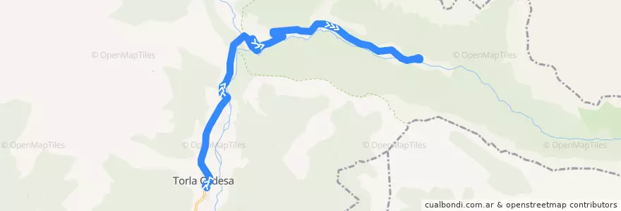 Mapa del recorrido Bus: Torla => Valle de Ordesa de la línea  en Torla-Ordesa.