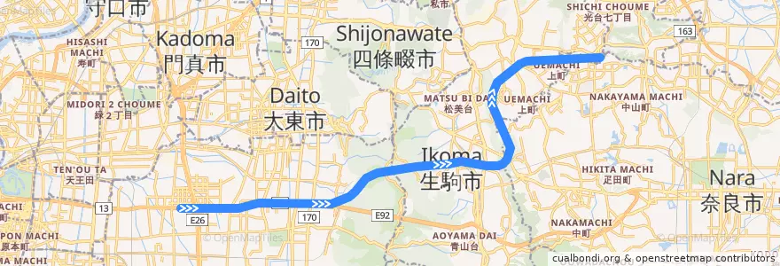 Mapa del recorrido 近畿日本鉄道けいはんな線 de la línea  en 일본.