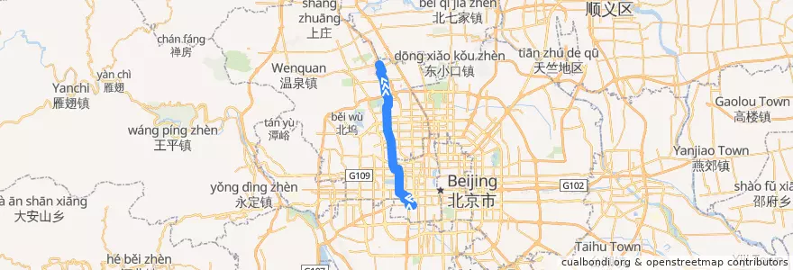 Mapa del recorrido Bus 717: 菜户营桥东 => 城铁西二旗站 de la línea  en Pequim.