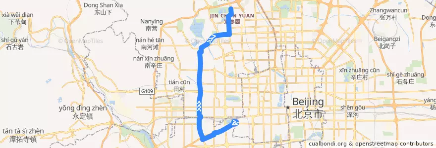 Mapa del recorrido Bus 982: 北京西站南广场 => 土井村西口 de la línea  en Pékin.