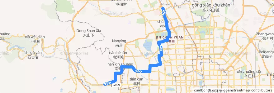 Mapa del recorrido Bus 664: 地铁苹果园站 => 城铁西二旗站 de la línea  en 海淀区.