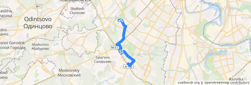 Mapa del recorrido Автобус 227: Олимпийская деревня - 5-й микрорайон Тёплого Стана de la línea  en モスクワ.