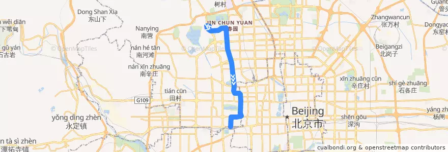 Mapa del recorrido Bus 320: 西苑枢纽站 => 北京西站 de la línea  en Peking.