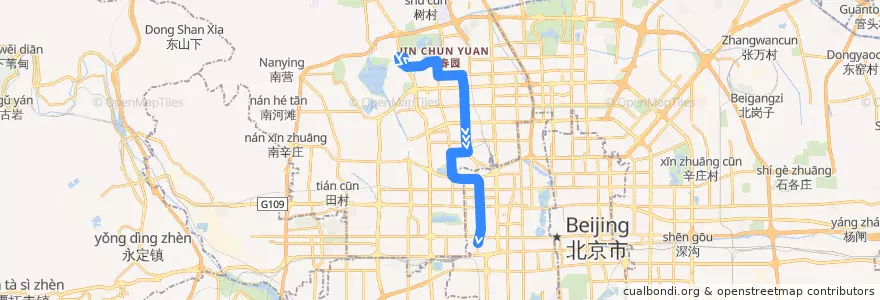 Mapa del recorrido Bus 特19: 西苑枢纽站 => 北京西站 de la línea  en Pequim.