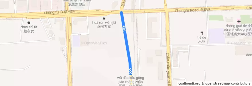 Mapa del recorrido Bus 398: 五道口公交场站 => 育新小区 de la línea  en 海淀区.