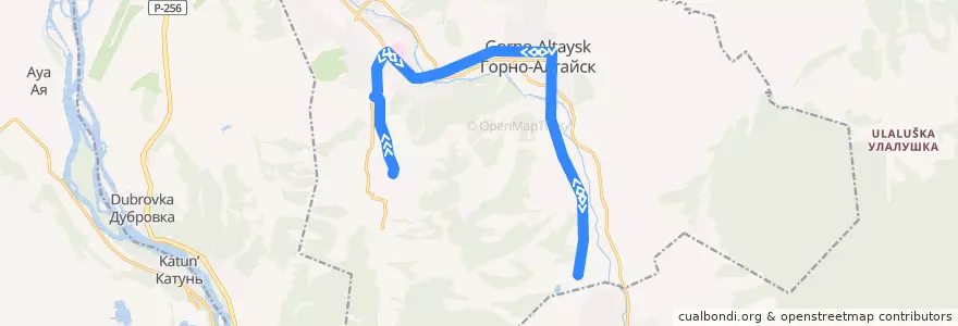 Mapa del recorrido Маршрут №25: Заимка - Лыжня база de la línea  en городской округ Горно-Алтайск.