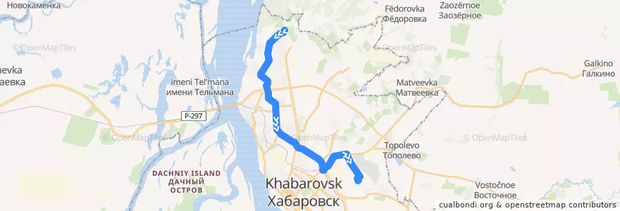 Mapa del recorrido Автобус 47: Диспетчерская - МТЦ "Выборгский" de la línea  en 伯力市.