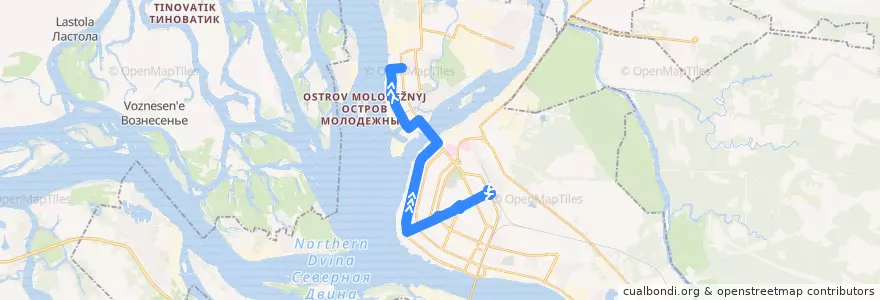 Mapa del recorrido Автобус 6 de la línea  en городской округ Архангельск.