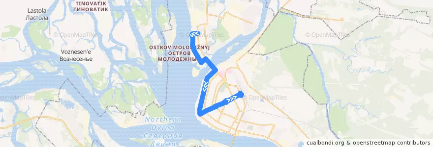 Mapa del recorrido Автобус 6 de la línea  en городской округ Архангельск.