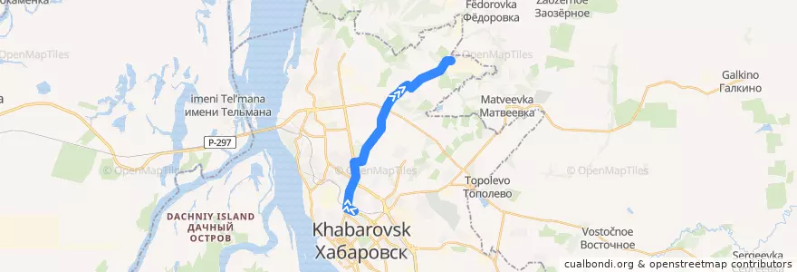 Mapa del recorrido Автобус 7: Железнодорожный вокзал - Управление ТЭЦ-3 de la línea  en 伯力市.