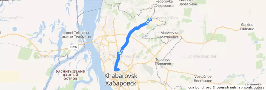 Mapa del recorrido Автобус 7: Управление ТЭЦ-3 - Железнодорожный вокзал de la línea  en Khabarovsk.