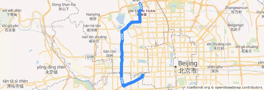 Mapa del recorrido Bus 982: 土井村西口 => 北京西站南广场 de la línea  en Beijing.