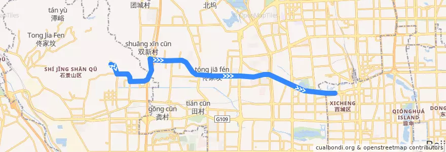Mapa del recorrido Bus 347: 八大处 => 新街口豁口 de la línea  en 北京市.