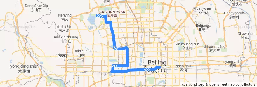 Mapa del recorrido Bus 209: 颐和园 => 北京站东 de la línea  en Beijing.