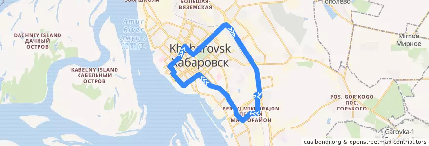 Mapa del recorrido Автобус 29К: ул. Калараша - Оптика - Стрела - ул. Калараша de la línea  en ハバロフスク地区.