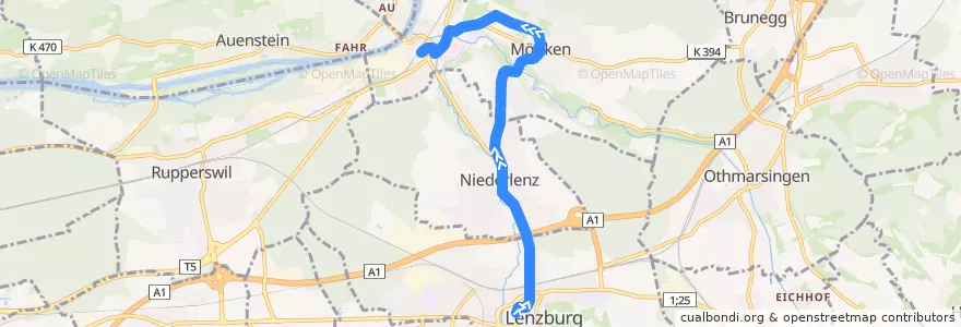 Mapa del recorrido Bus 380: Lenzburg => Wildegg de la línea  en Bezirk Lenzburg.
