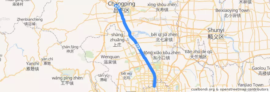 Mapa del recorrido Bus 880: 华侨农场 => 德胜门 de la línea  en 北京市.