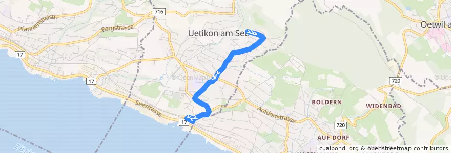 Mapa del recorrido Bus 932: Uetikon, Stötzli => Uetikon, Bahnhof de la línea  en Uetikon am See.