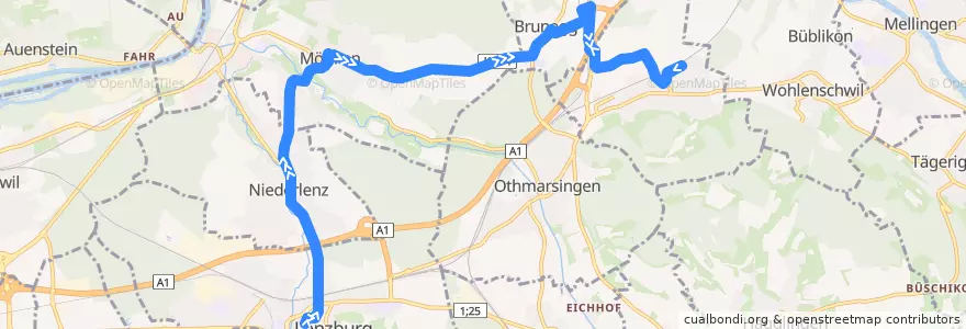 Mapa del recorrido Bus 382: Lenzburg => Mägenwil de la línea  en Bezirk Lenzburg.